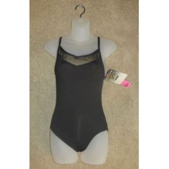 GK Elite Black Rhinestone Cami Leotard - Picture 2 of 3